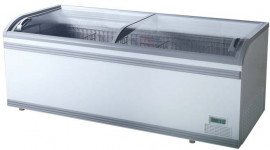 CVT2500RM 1000lt Curved Glass Island Freezer with LED lights